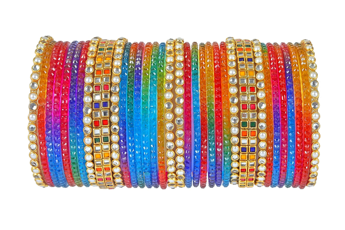 KOTTIAR CREATIONS ALL EYES ON YOUR HANDS Glossy Finished Fancy Glass Bangle Set For Women and Girls | Glass Bangles | Stylish Women's Bangles (Pack of 34)