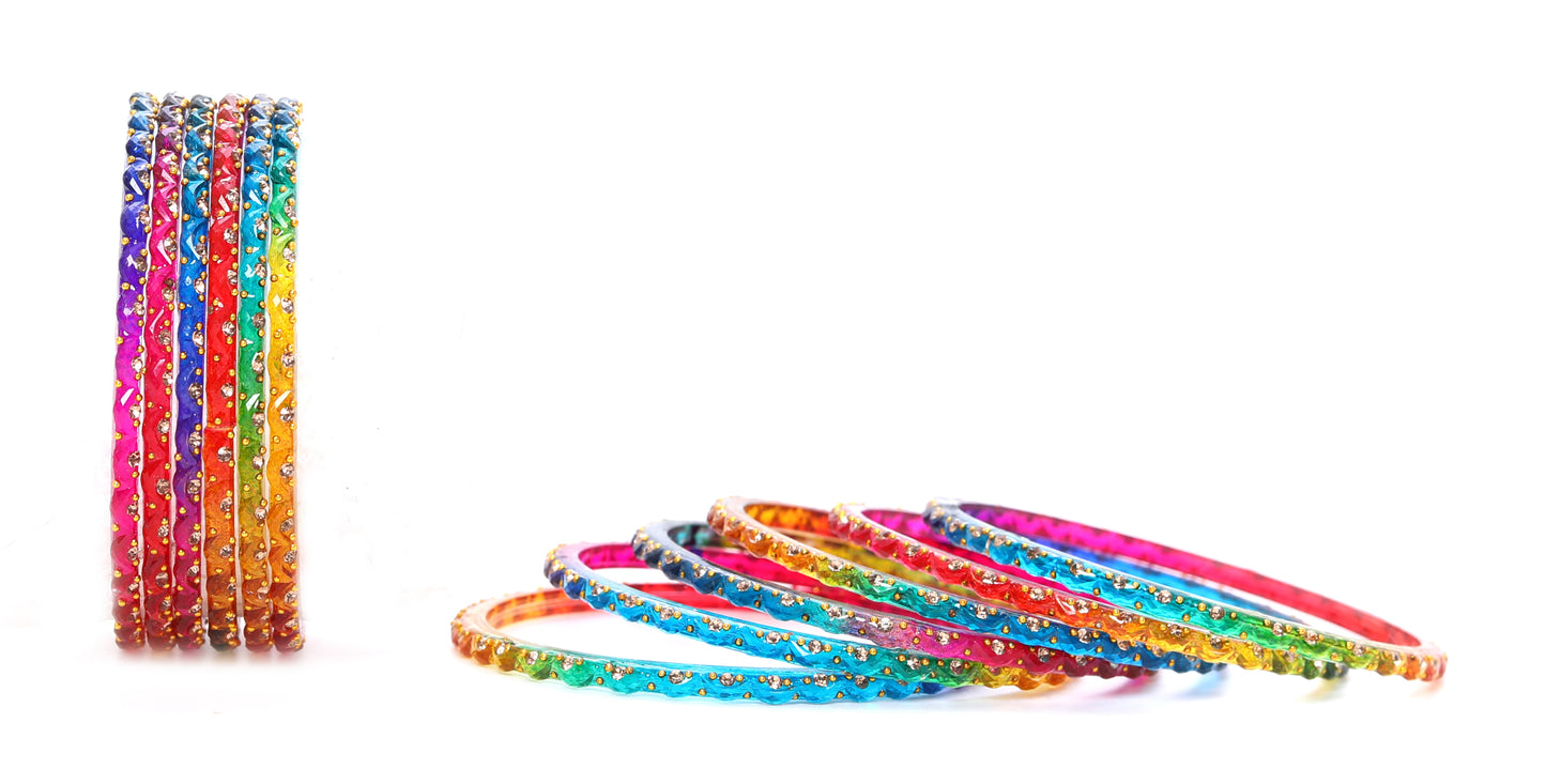 KOTTIAR CREATIONS Glass Bangles Set for Women - Pack of 12 | Traditional Indian Bangle Bracelets | Multi-Color Ethnic Jewelry | Handcrafted for Weddings, Festivals, & Gifts