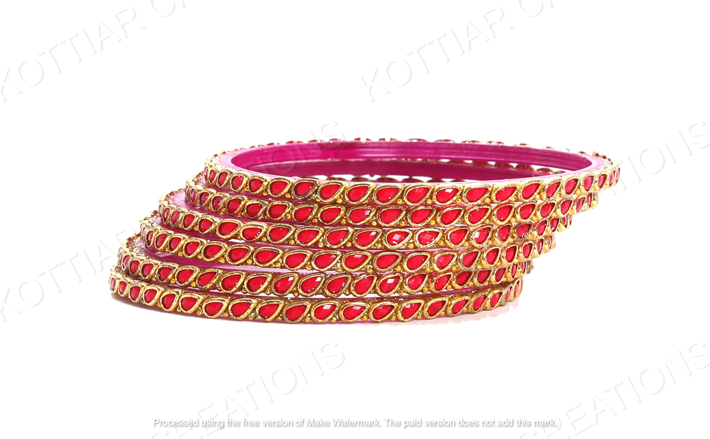 KOTTIAR CREATIONS ALL EYES ON YOUR HANDS Glossy Kundan Design Pattern Glass Bangle Set Studded with Zircon for Women & Girls (Pack of 12)
