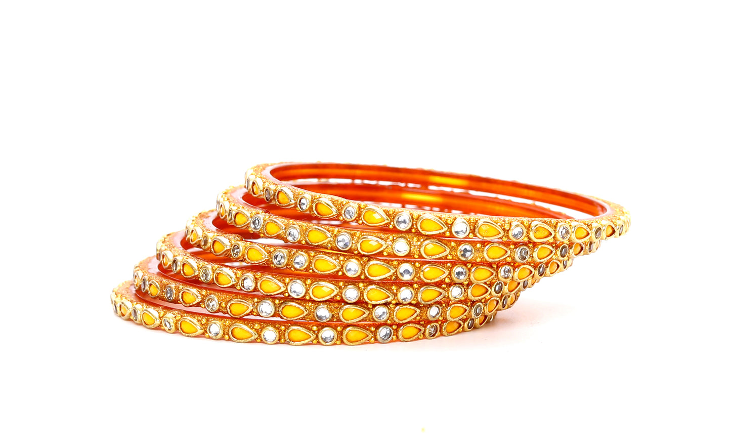KOTTIAR CREATIONS ALL EYES ON YOUR HANDS Stones Studded Latest Fashion Jewellery Kundan Glossy Glass Bangles Set For Women & Girls (Pack of 12)