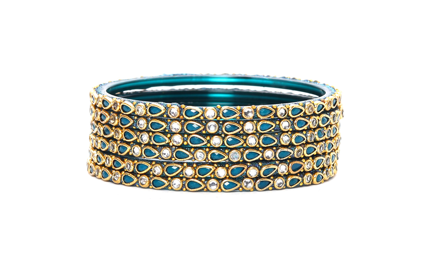KOTTIAR CREATIONS ALL EYES ON YOUR HANDS Stones Studded Latest Fashion Jewellery Kundan Glossy Glass Bangles Set For Women & Girls (Pack of 12)