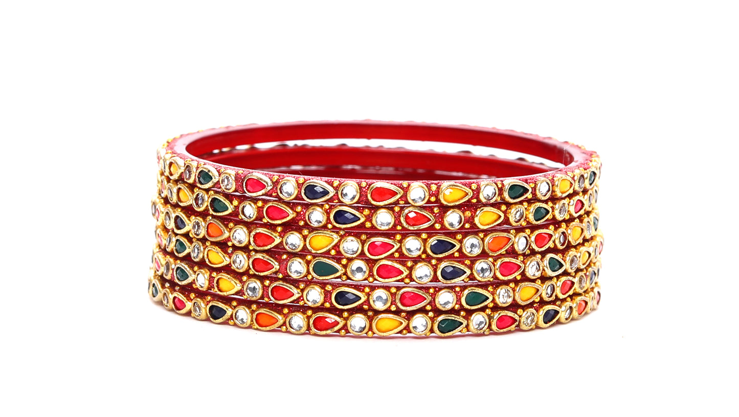 KOTTIAR CREATIONS ALL EYES ON YOUR HANDS Stones Studded Latest Fashion Jewellery Kundan Glossy Glass Bangles Set For Women & Girls (Pack of 12)