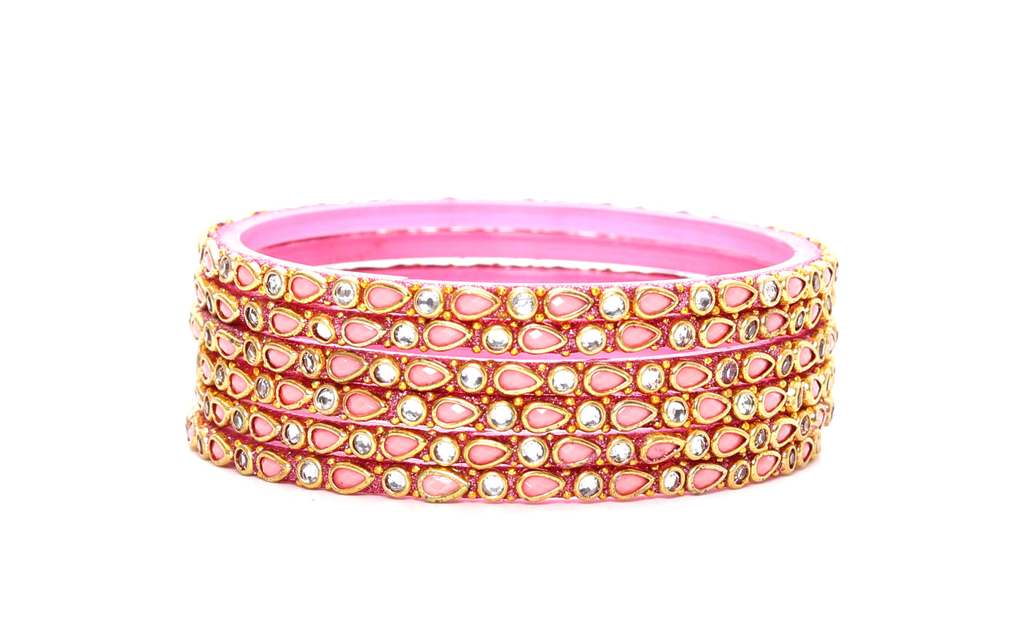 KOTTIAR CREATIONS ALL EYES ON YOUR HANDS Stones Studded Latest Fashion Jewellery Kundan Glossy Glass Bangles Set For Women & Girls (Pack of 12)