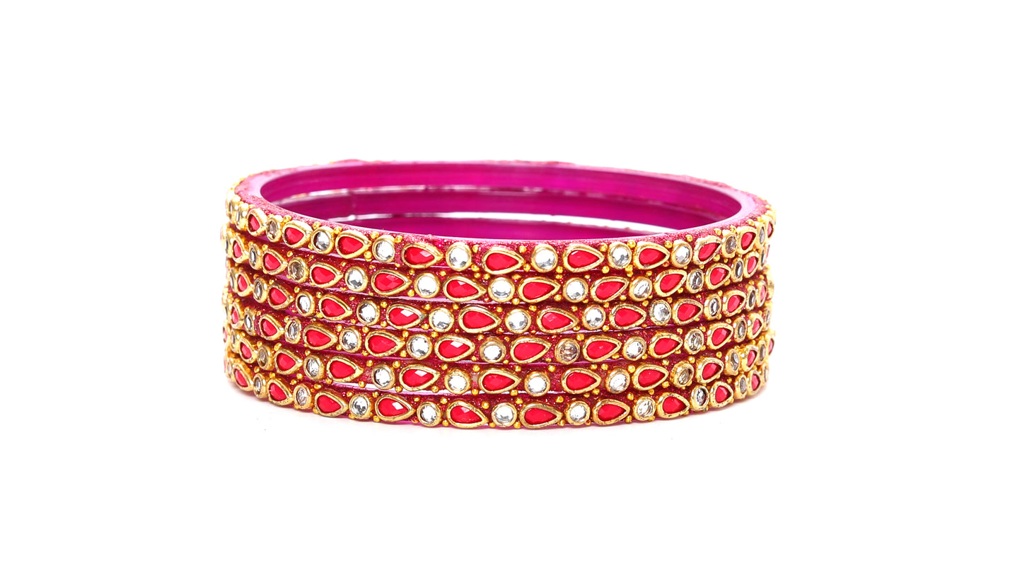 KOTTIAR CREATIONS ALL EYES ON YOUR HANDS Stones Studded Latest Fashion Jewellery Kundan Glossy Glass Bangles Set For Women & Girls (Pack of 12)