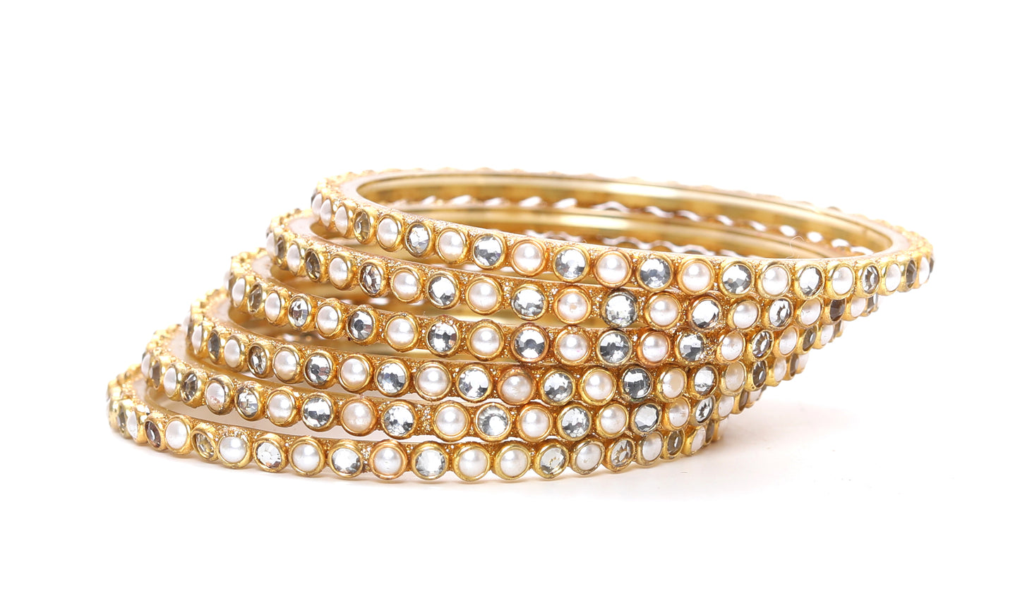 KOTTIAR CREATIONS ALL EYES ON YOUR HANDS Kundan Glass Bangle Set for Women and Girls (pack of 12)