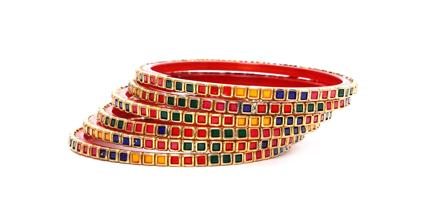KOTTIAR CREATIONS ALL EYES ON YOUR HANDS Kundan Glass Bangle Set for Women – Perfect for Weddings, Festivals & Everyday Fashion (Pack of 12)