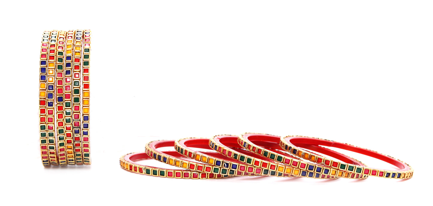 KOTTIAR CREATIONS ALL EYES ON YOUR HANDS Kundan Glass Bangle Set for Women – Perfect for Weddings, Festivals & Everyday Fashion (Pack of 12)