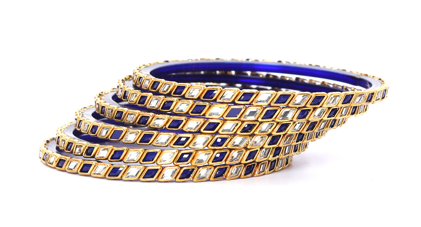 KOTTIAR CREATIONS® Zircon Gemstone Or Beads Studded worked Glossy Finished Glass Bangle Set For Women and Girls- Pack of 12