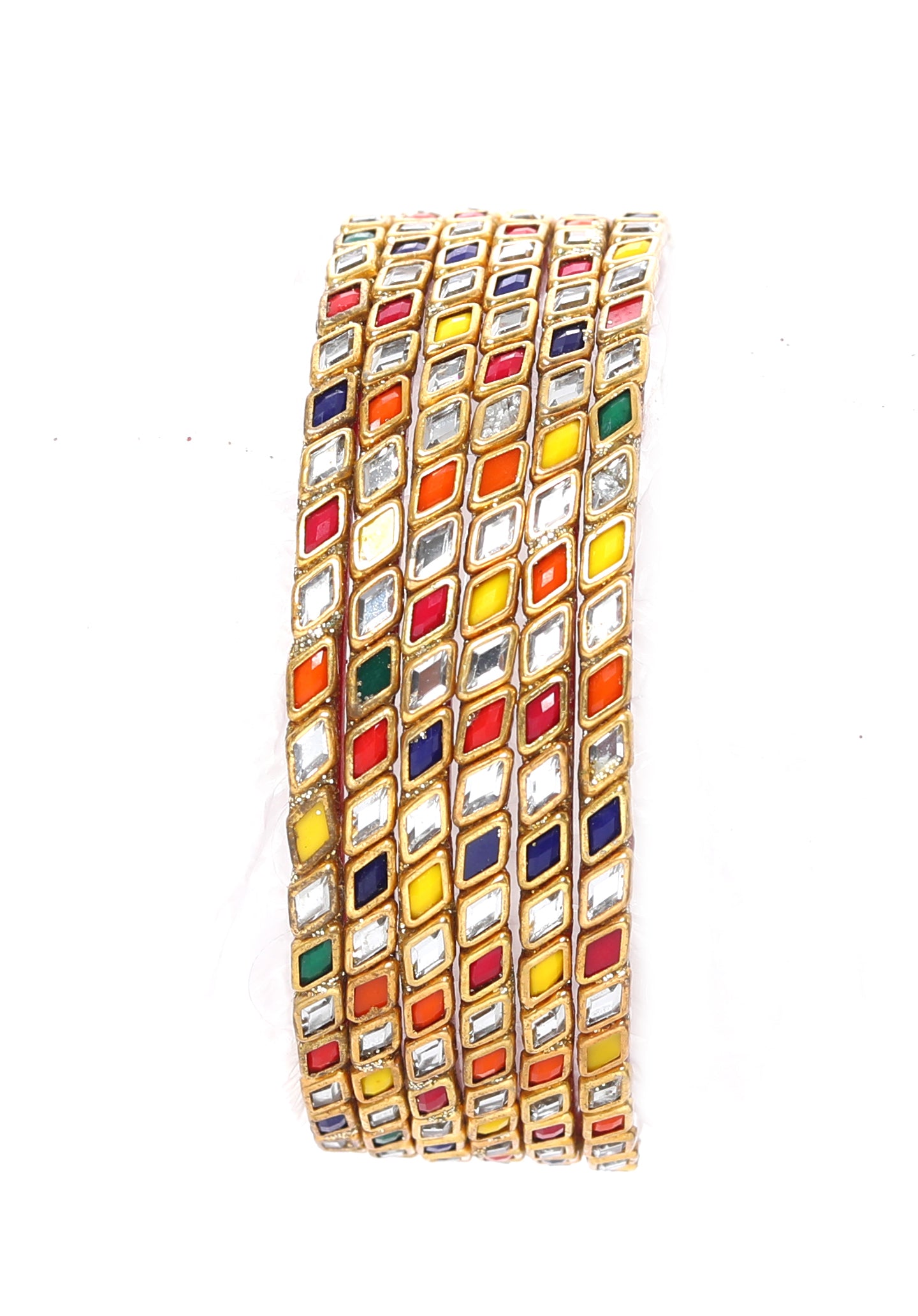 KOTTIAR CREATIONS® Zircon Gemstone Or Beads Studded worked Glossy Finished Glass Bangle Set For Women and Girls- Pack of 12