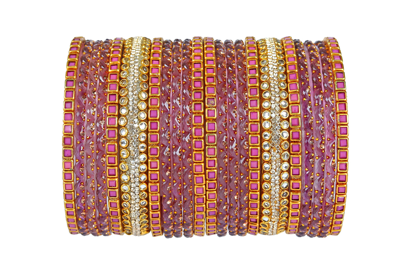 KOTTIAR CREATIONS ALL EYES ON YOUR HANDS Glossy Finished Glass Bangles Set Studded with Zircon Gemstone and Beads For Women and Girls - Pack Of 22