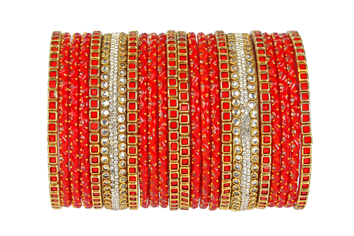 KOTTIAR CREATIONS ALL EYES ON YOUR HANDS Glossy Finished Glass Bangles Set Studded with Zircon Gemstone and Beads For Women and Girls - Pack Of 22