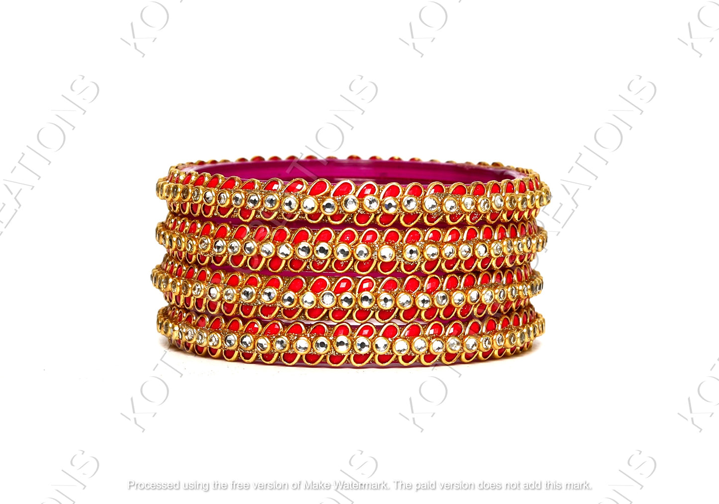 KOTTIAR CREATIONS Glass Bangles Set Pack of 4 - Handcrafted Traditional Indian Churi | Gold Jewelry for Women | Ethnic Festival Wear | Durable & Lightweight
