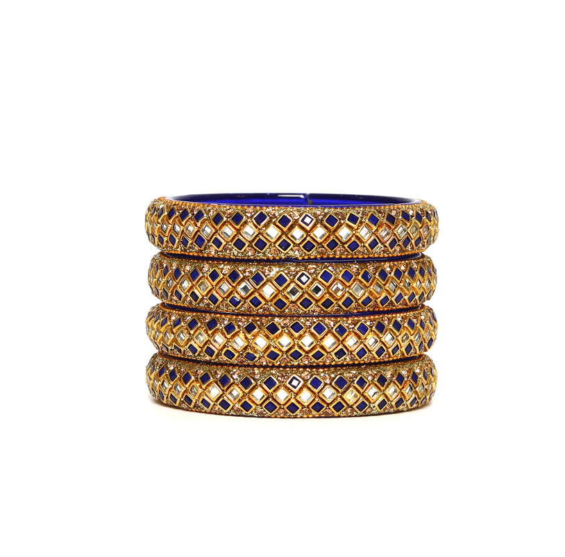 KOTTIAR CREATIONS ALL EYES ON YOUR HANDS Glass Kada Bangles Set of 4 – Stylish & Durable – Perfect for Women’s Ethnic Outfits