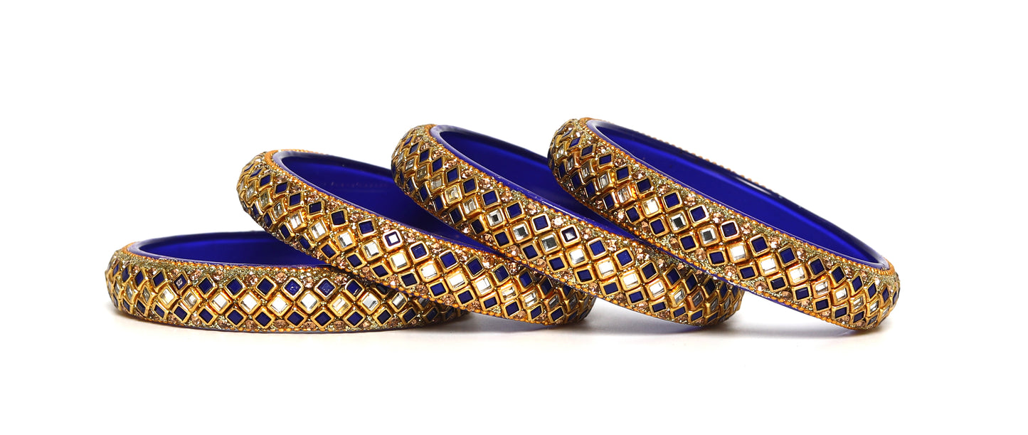 KOTTIAR CREATIONS ALL EYES ON YOUR HANDS Glass Kada Bangles Set of 4 – Stylish & Durable – Perfect for Women’s Ethnic Outfits
