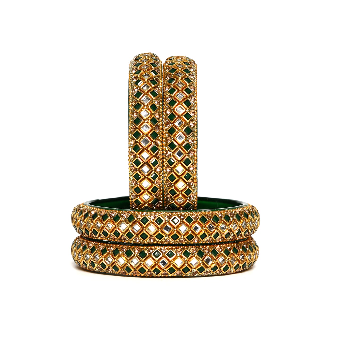 KOTTIAR CREATIONS ALL EYES ON YOUR HANDS Glass Kada Bangles Set of 4 – Stylish & Durable – Perfect for Women’s Ethnic Outfits