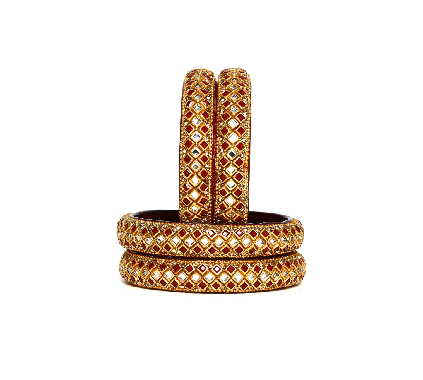 KOTTIAR CREATIONS ALL EYES ON YOUR HANDS Glass Kada Bangles Set of 4 – Stylish & Durable – Perfect for Women’s Ethnic Outfits