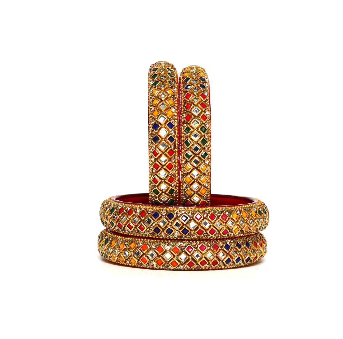 KOTTIAR CREATIONS ALL EYES ON YOUR HANDS Glass Kada Bangles Set of 4 – Stylish & Durable – Perfect for Women’s Ethnic Outfits
