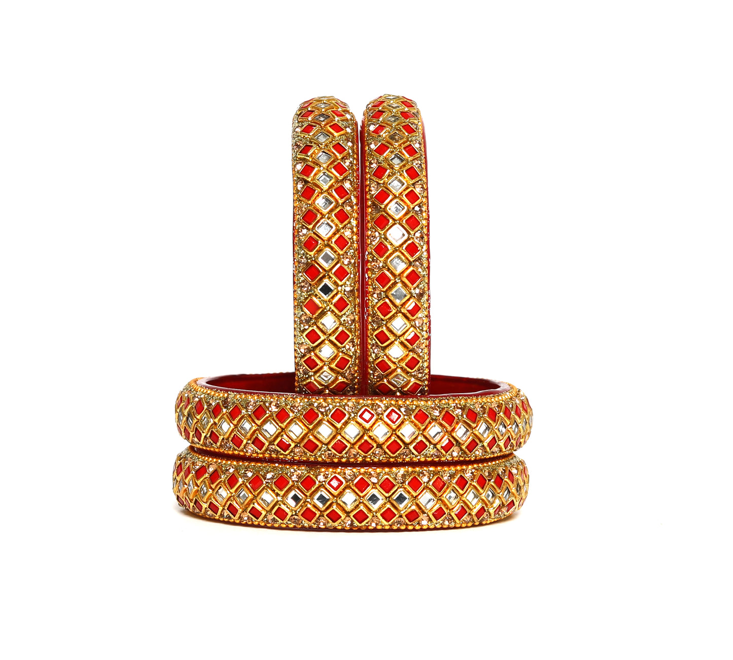 KOTTIAR CREATIONS ALL EYES ON YOUR HANDS Glass Kada Bangles Set of 4 – Stylish & Durable – Perfect for Women’s Ethnic Outfits