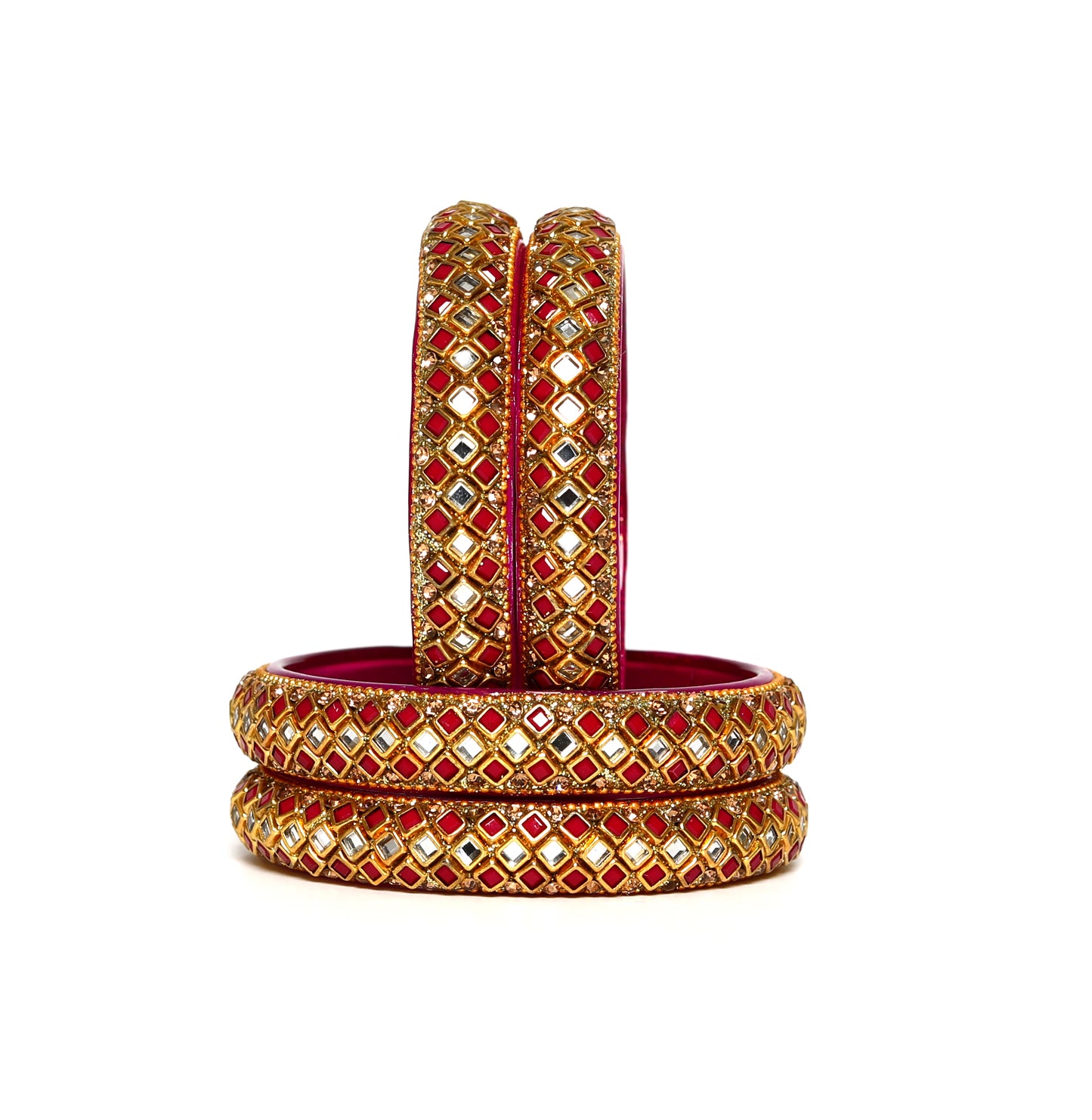 KOTTIAR CREATIONS ALL EYES ON YOUR HANDS Glass Kada Bangles Set of 4 – Stylish & Durable – Perfect for Women’s Ethnic Outfits