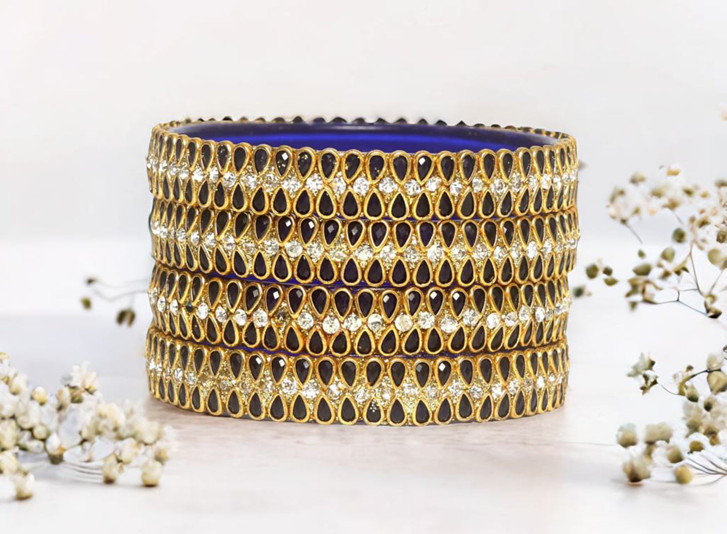 KOTTIAR CREATIONS Glass Bangles Set for Women - Pack of 4 | Handcrafted Traditional Jewelry | Colorful Ethnic Indian Bangle Bracelet | Ideal for Weddings, Festivals, & Gifts