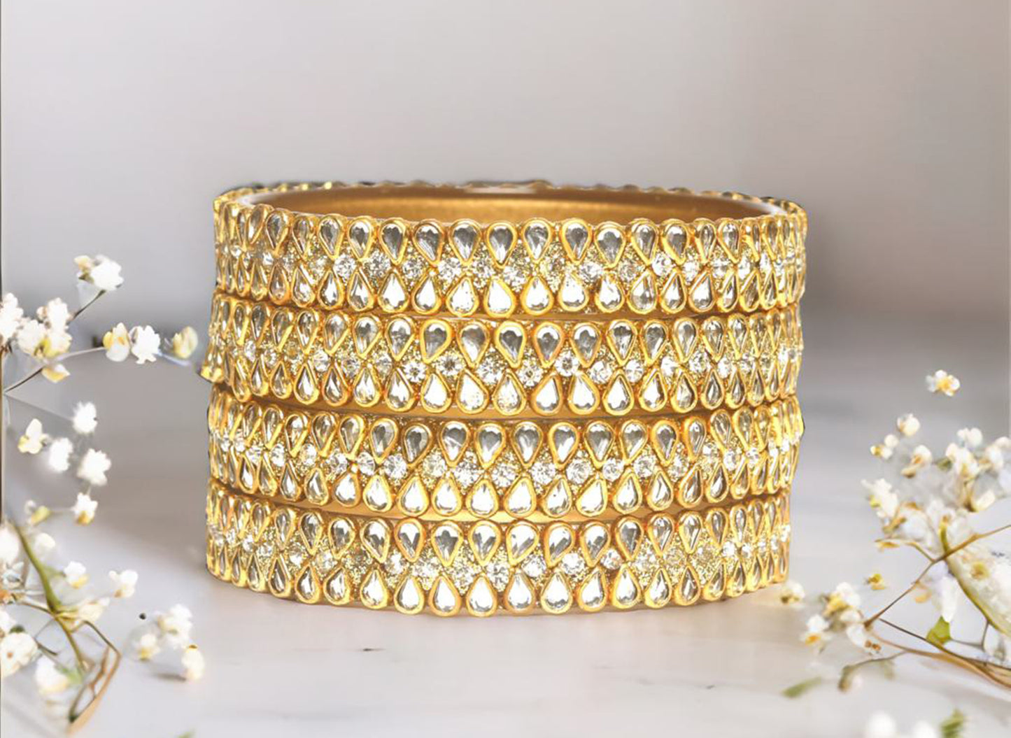 KOTTIAR CREATIONS Glass Bangles Set for Women - Pack of 4 | Handcrafted Traditional Jewelry | Colorful Ethnic Indian Bangle Bracelet | Ideal for Weddings, Festivals, & Gifts