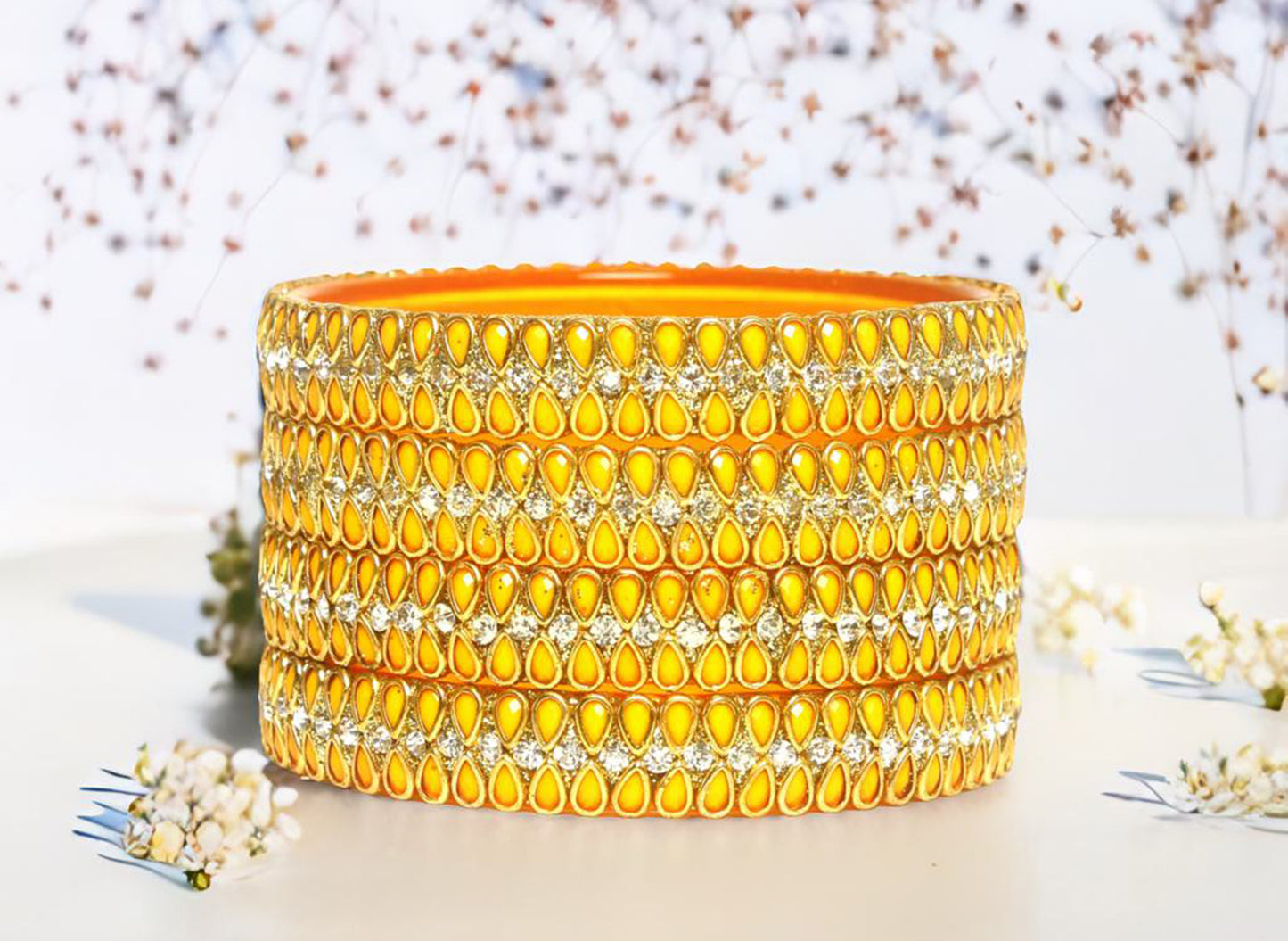 KOTTIAR CREATIONS Glass Bangles Set for Women - Pack of 4 | Handcrafted Traditional Jewelry | Colorful Ethnic Indian Bangle Bracelet | Ideal for Weddings, Festivals, & Gifts