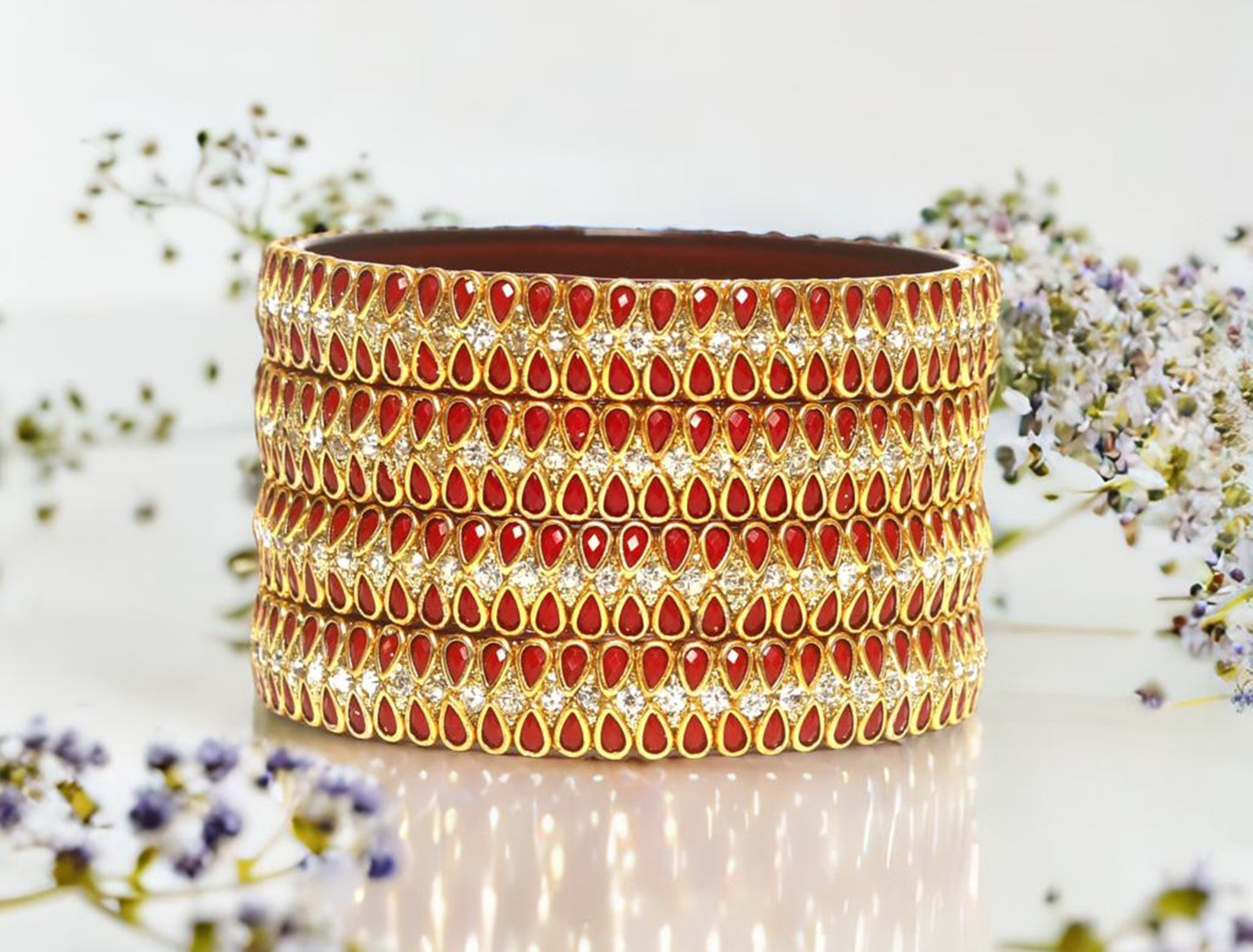 KOTTIAR CREATIONS Glass Bangles Set for Women - Pack of 4 | Handcrafted Traditional Jewelry | Colorful Ethnic Indian Bangle Bracelet | Ideal for Weddings, Festivals, & Gifts