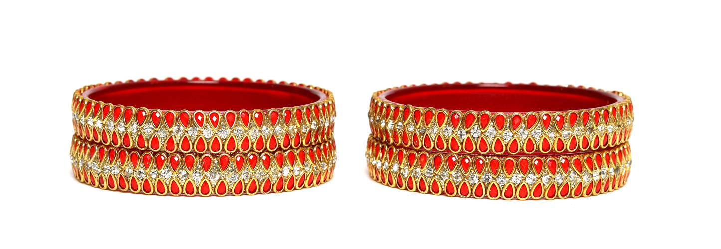 KOTTIAR CREATIONS Glass Bangles Set for Women - Pack of 4 | Handcrafted Traditional Jewelry | Colorful Ethnic Indian Bangle Bracelet | Ideal for Weddings, Festivals, & Gifts
