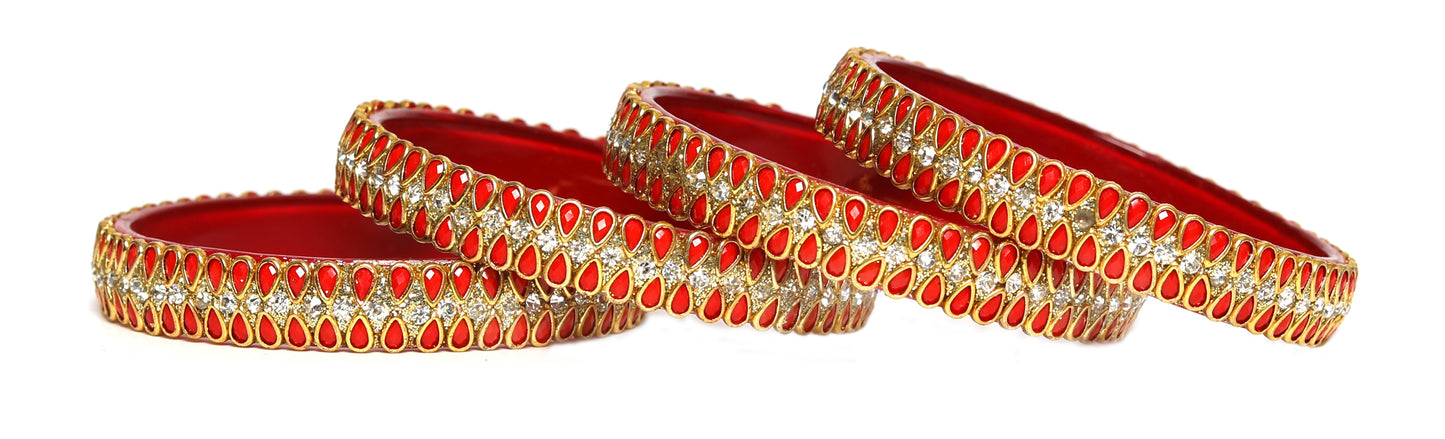 KOTTIAR CREATIONS Glass Bangles Set for Women - Pack of 4 | Handcrafted Traditional Jewelry | Colorful Ethnic Indian Bangle Bracelet | Ideal for Weddings, Festivals, & Gifts
