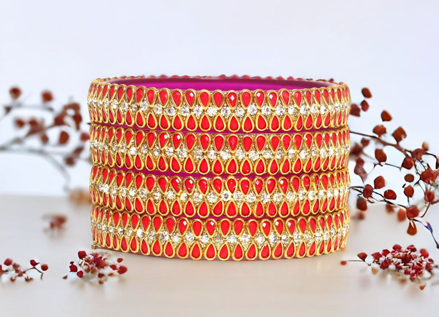 KOTTIAR CREATIONS Glass Bangles Set for Women - Pack of 4 | Handcrafted Traditional Jewelry | Colorful Ethnic Indian Bangle Bracelet | Ideal for Weddings, Festivals, & Gifts