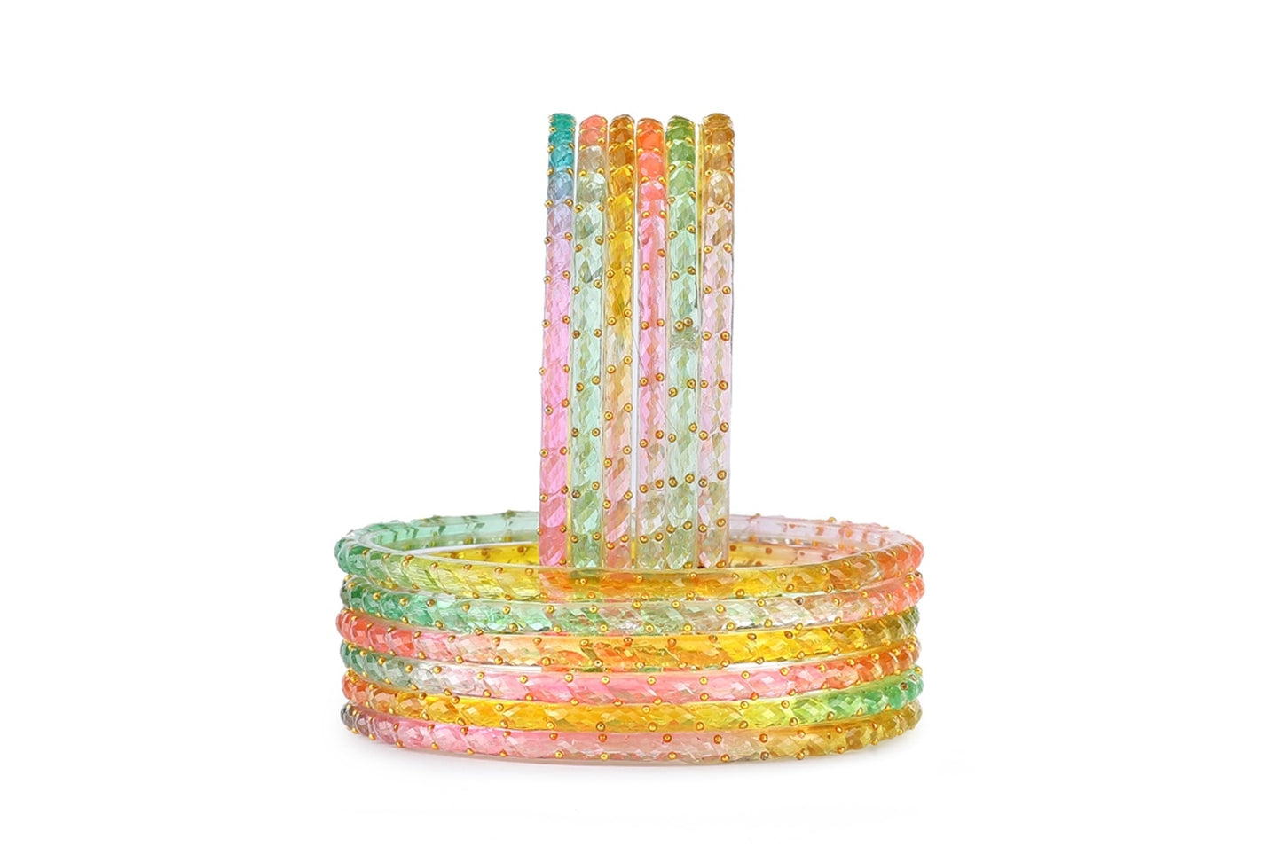KOTTIAR CREATIONS® Plain and Glossy Finished Raindrop Glass Bangle Set For Women and Girls - Pack of 12