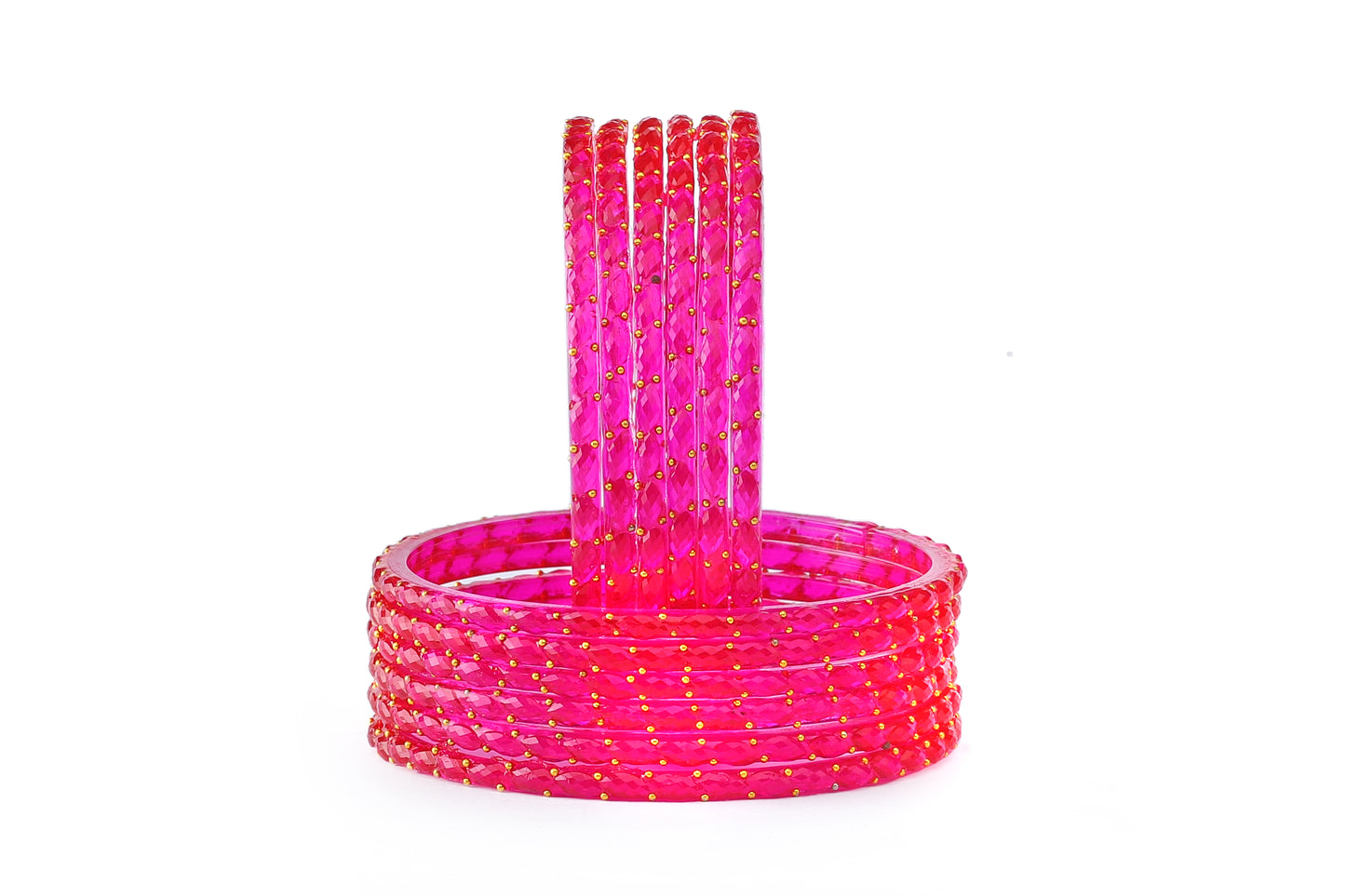 KOTTIAR CREATIONS® Plain and Glossy Finished Raindrop Glass Bangle Set For Women and Girls - Pack of 12
