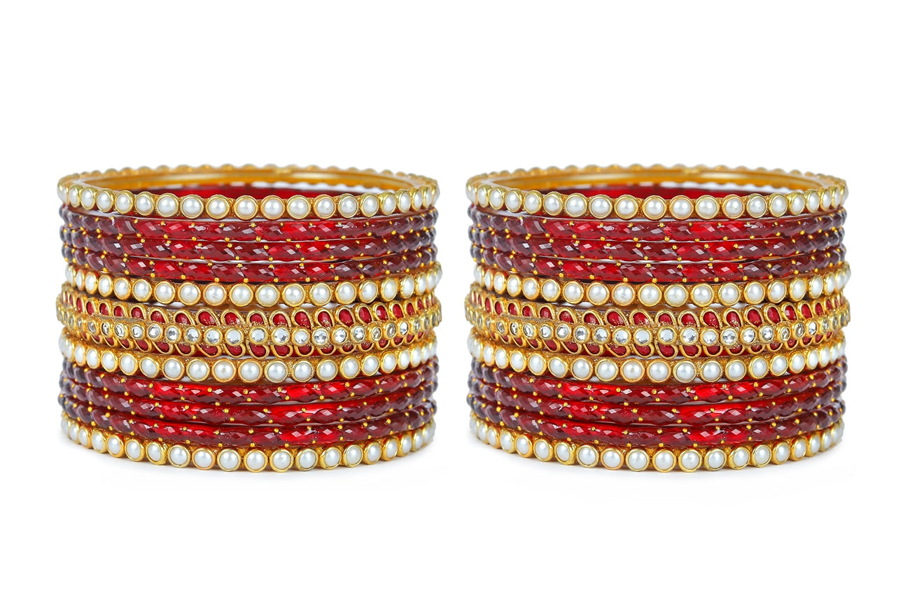KOTTIAR CREATIONS ALL EYES ON YOUR HANDS Premium Glass Bangles Set with Diamond Stone, Beads For Women & Girls | Glass Bangles | Pack of 22