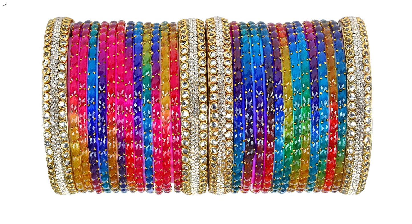 KOTTIAR CREATIONS ALL EYES ON YOUR HANDS Handcrafted Glass Bangle Set for Women – Bridal, Festival, & Party Wear – Traditional Indian Jewelry in Multiple Colors & Sizes (Pack of 28)