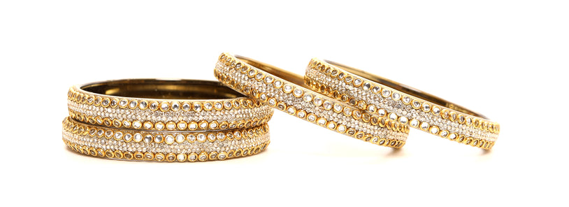 KOTTIAR CREATIONS Glass Bangles Set Pack of 4 - Handcrafted Traditional Indian Churi | Gold Jewelry for Women | Ethnic Festival Wear | Durable & Lightweight