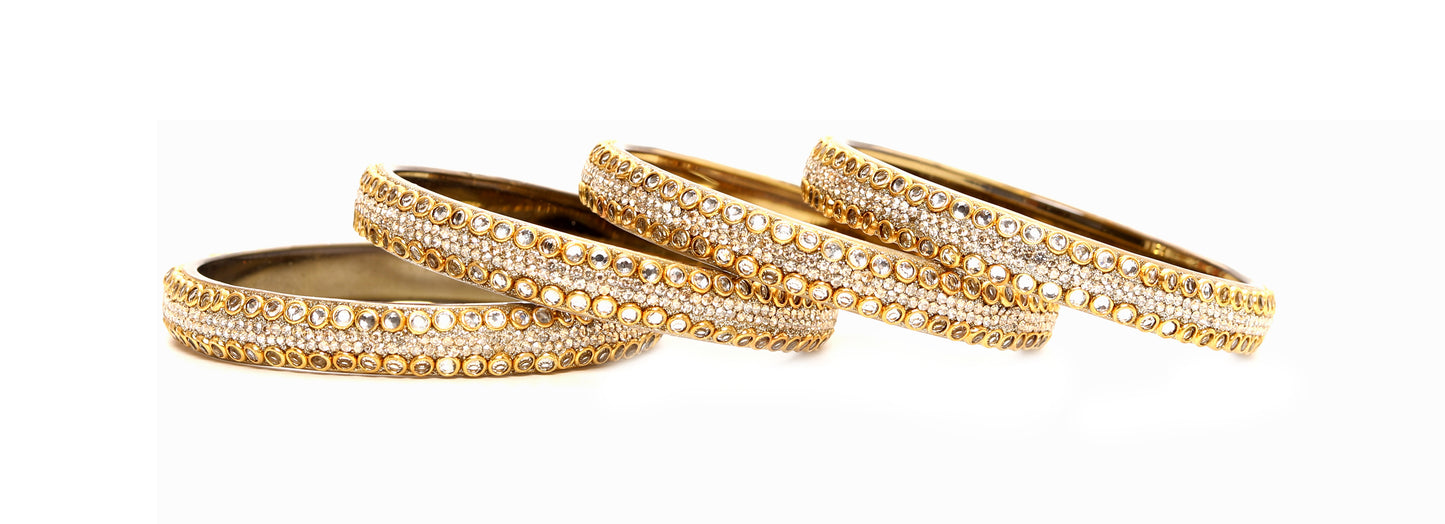 KOTTIAR CREATIONS Glass Bangles Set Pack of 4 - Handcrafted Traditional Indian Churi | Gold Jewelry for Women | Ethnic Festival Wear | Durable & Lightweight