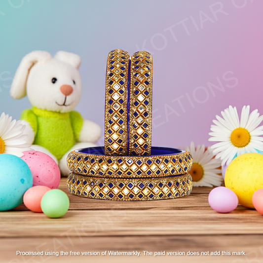 KOTTIAR CREATIONS ALL EYES ON YOUR HANDS Glass Kada Bangles Set of 4 – Stylish & Durable – Perfect for Women’s Ethnic Outfits