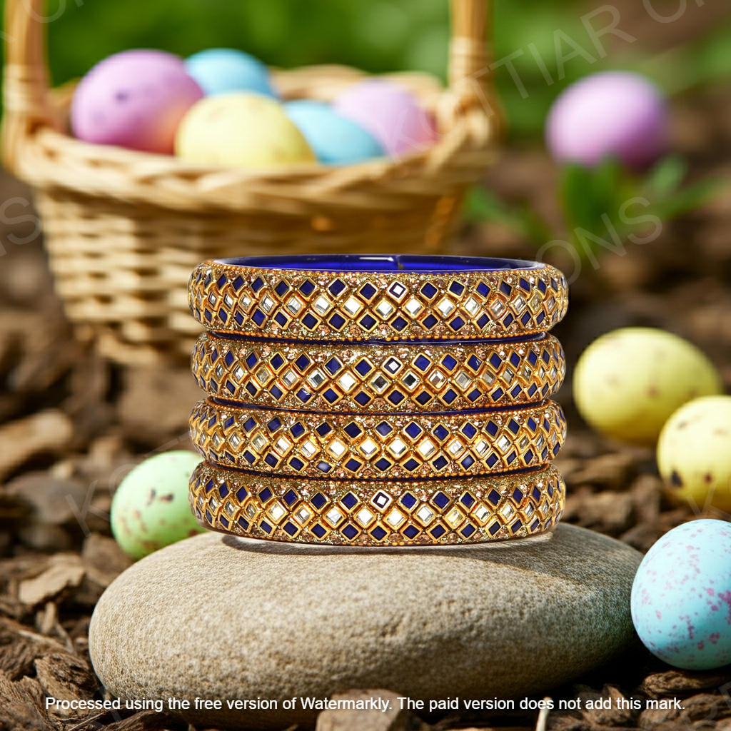 KOTTIAR CREATIONS ALL EYES ON YOUR HANDS Glass Kada Bangles Set of 4 – Stylish & Durable – Perfect for Women’s Ethnic Outfits