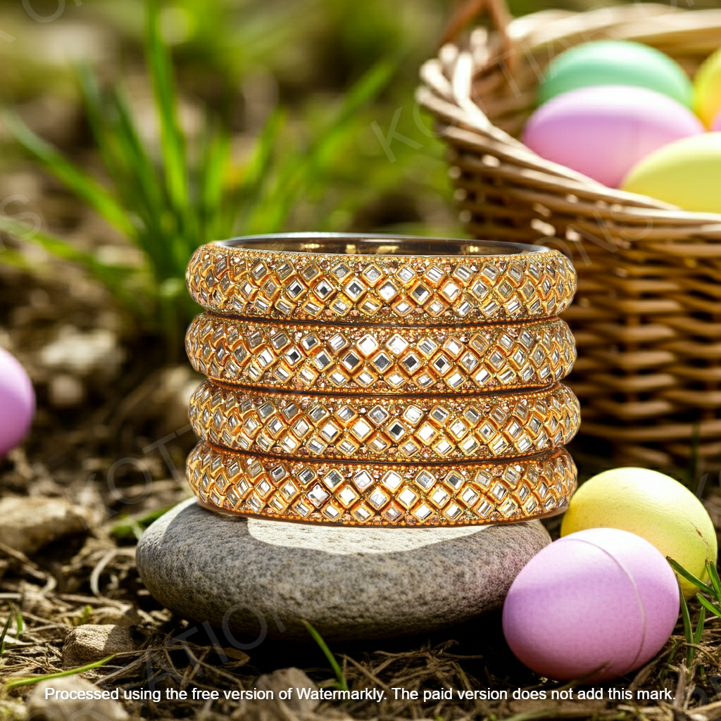 KOTTIAR CREATIONS ALL EYES ON YOUR HANDS Glass Kada Bangles Set of 4 – Stylish & Durable – Perfect for Women’s Ethnic Outfits