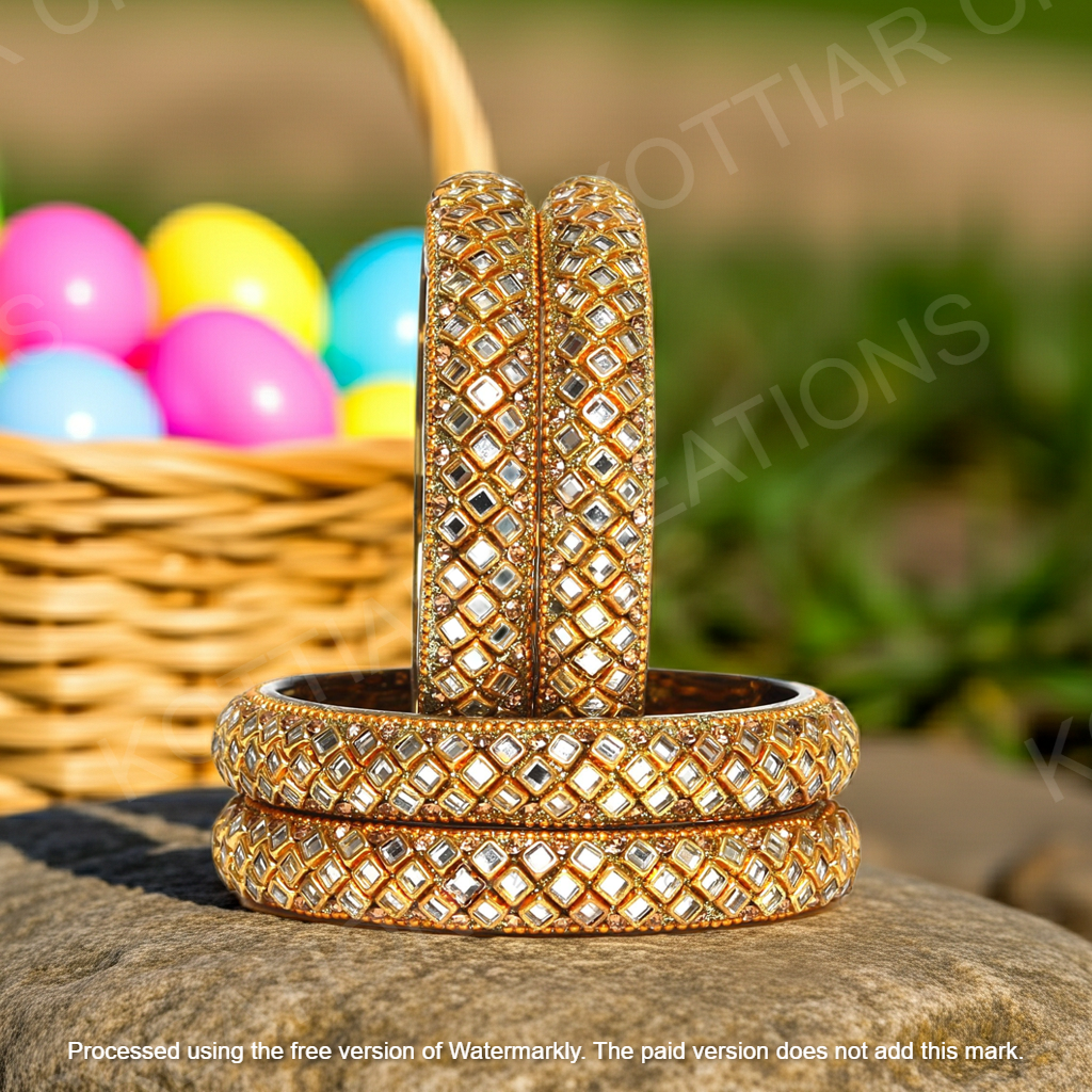 KOTTIAR CREATIONS ALL EYES ON YOUR HANDS Glass Kada Bangles Set of 4 – Stylish & Durable – Perfect for Women’s Ethnic Outfits