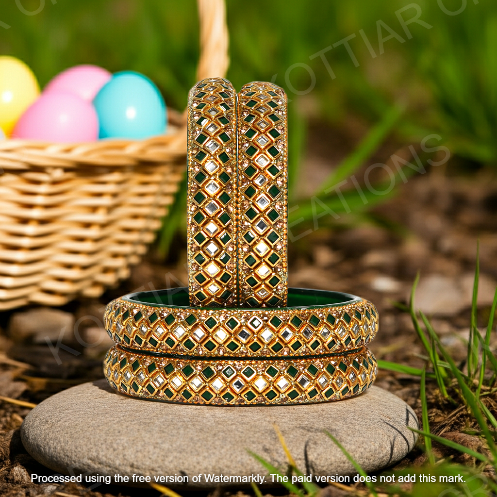 KOTTIAR CREATIONS ALL EYES ON YOUR HANDS Glass Kada Bangles Set of 4 – Stylish & Durable – Perfect for Women’s Ethnic Outfits