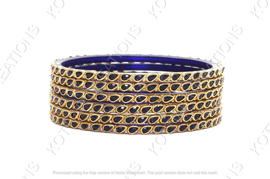KOTTIAR CREATIONS ALL EYES ON YOUR HANDS Glossy Kundan Design Pattern Glass Bangle Set Studded with Zircon for Women & Girls (Pack of 12)