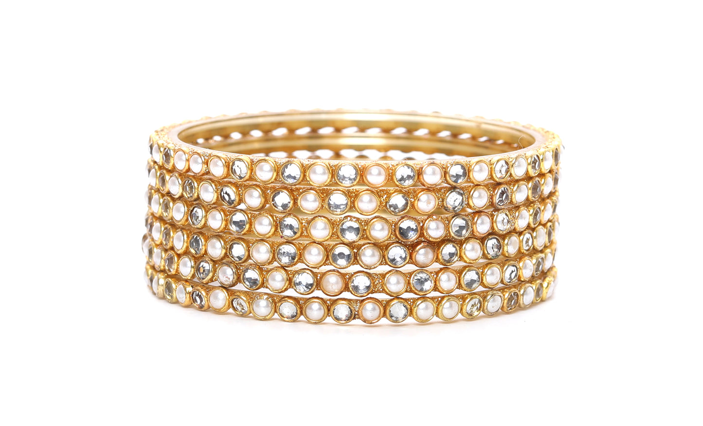KOTTIAR CREATIONS ALL EYES ON YOUR HANDS Kundan Glass Bangle Set for Women and Girls (pack of 12)