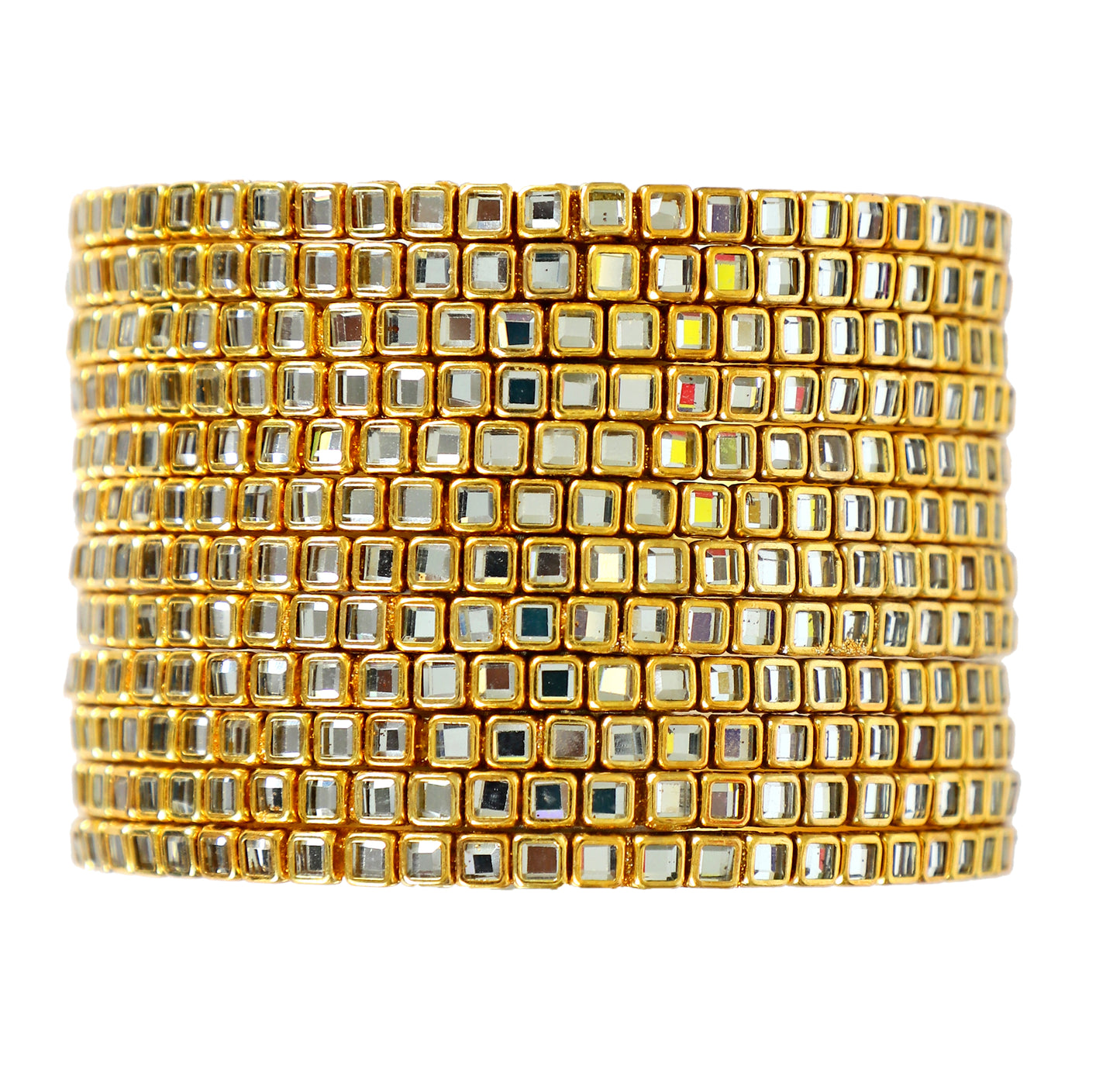 KOTTIAR CREATIONS ALL EYES ON YOUR HANDS Kundan Glass Bangle Set for Women – Perfect for Weddings, Festivals & Everyday Fashion (Pack of 12)