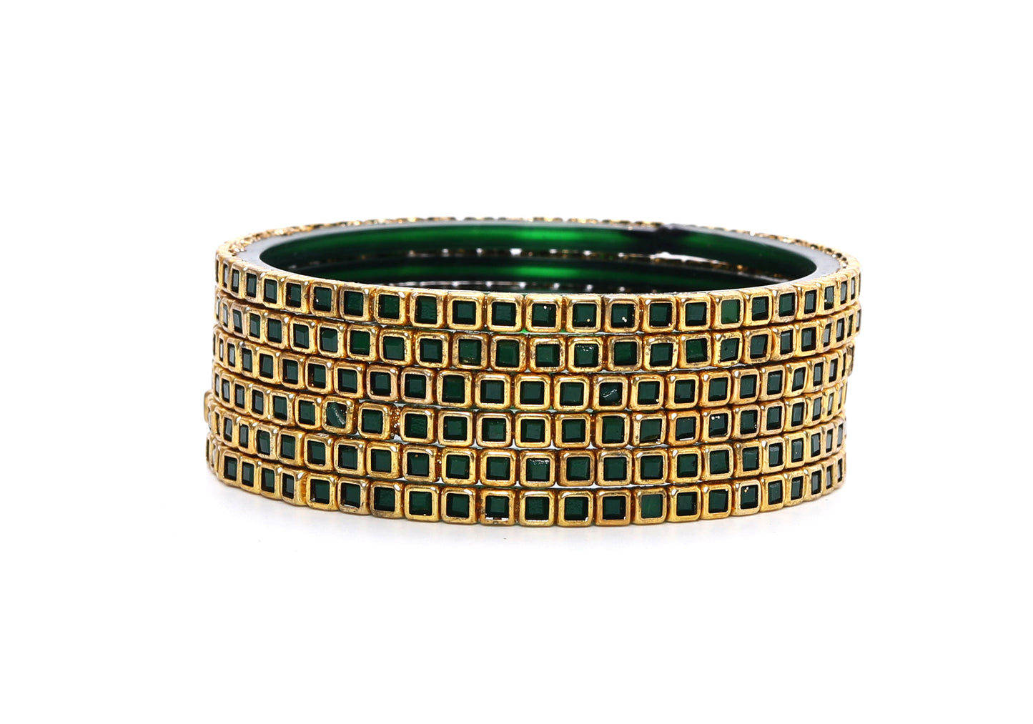 KOTTIAR CREATIONS ALL EYES ON YOUR HANDS Kundan Glass Bangle Set for Women – Perfect for Weddings, Festivals & Everyday Fashion (Pack of 12)