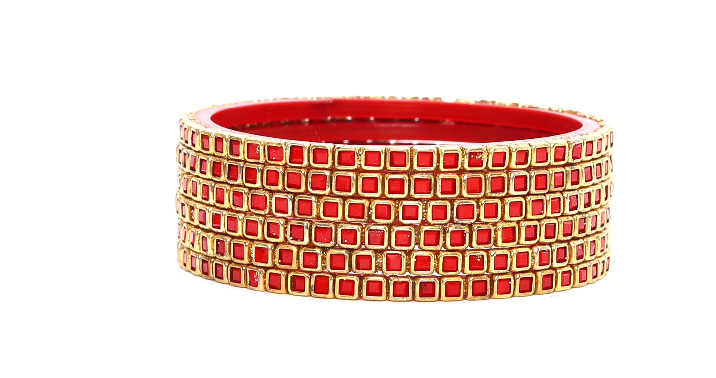 KOTTIAR CREATIONS ALL EYES ON YOUR HANDS Kundan Glass Bangle Set for Women – Perfect for Weddings, Festivals & Everyday Fashion (Pack of 12)