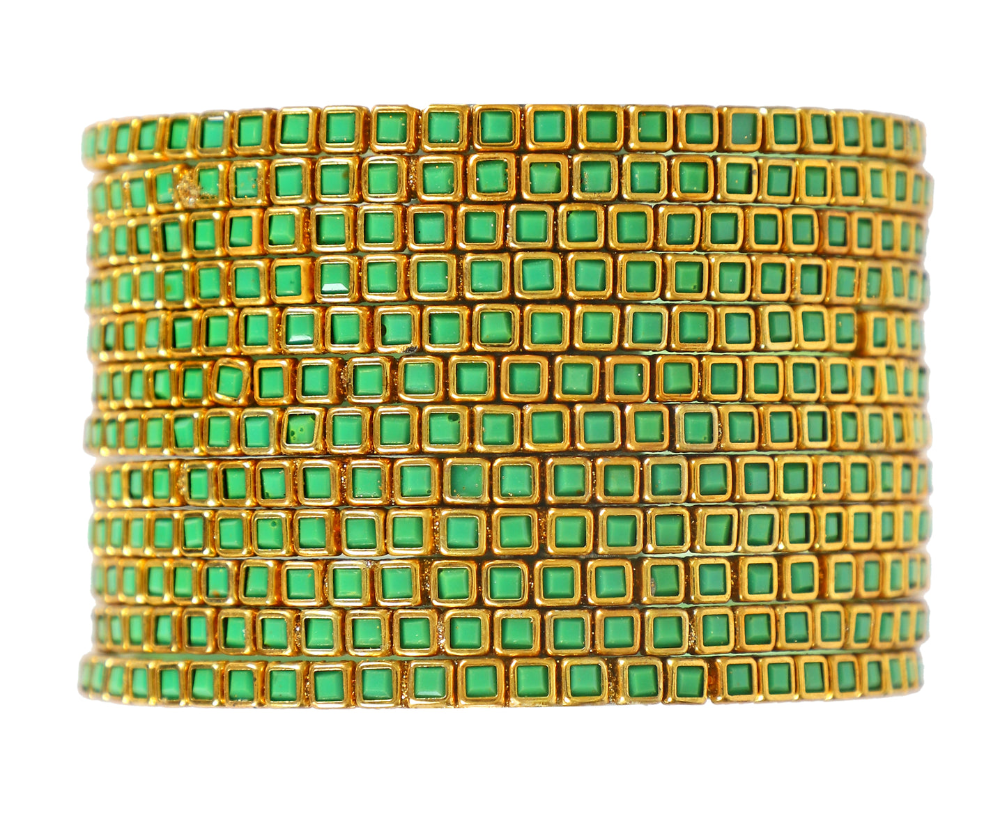KOTTIAR CREATIONS ALL EYES ON YOUR HANDS Kundan Glass Bangle Set for Women – Perfect for Weddings, Festivals & Everyday Fashion (Pack of 12)