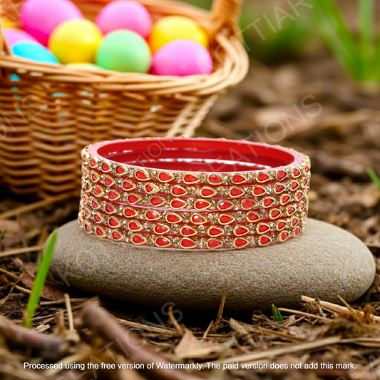 KOTTIAR CREATIONS ALL EYES ON YOUR HANDS Kundan Glass Bangle Set for Women – Perfect for Weddings, Festivals & Everyday Fashion (Pack of 12)