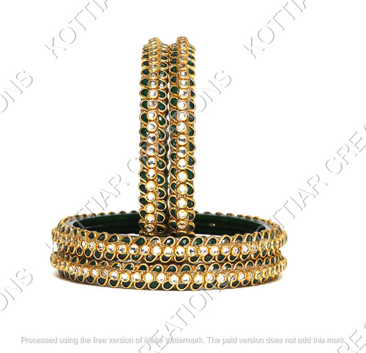 KOTTIAR CREATIONS Glass Bangles Set Pack of 4 - Handcrafted Traditional Indian Churi | Gold Jewelry for Women | Ethnic Festival Wear | Durable & Lightweight