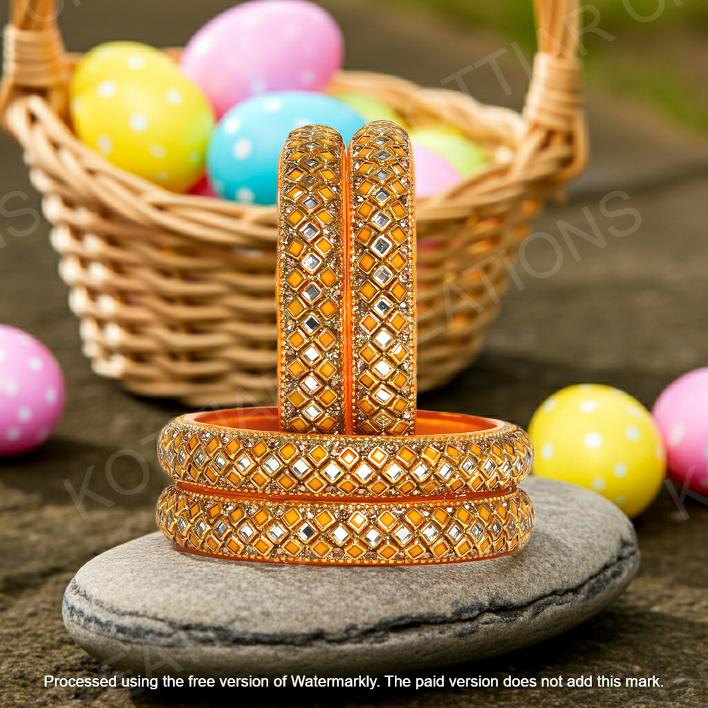 KOTTIAR CREATIONS ALL EYES ON YOUR HANDS Glass Kada Bangles Set of 4 – Stylish & Durable – Perfect for Women’s Ethnic Outfits
